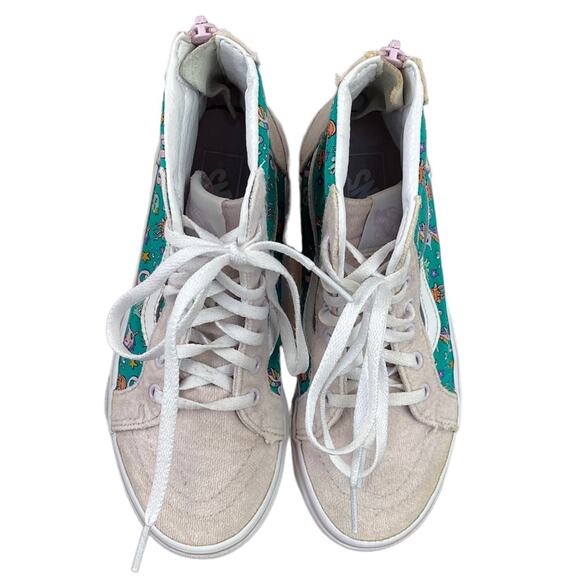 VANS Kids Off The Wall High Top Sneakers Ocean Print Back Zip 751505 Sz 3 - Picture 10 of 12